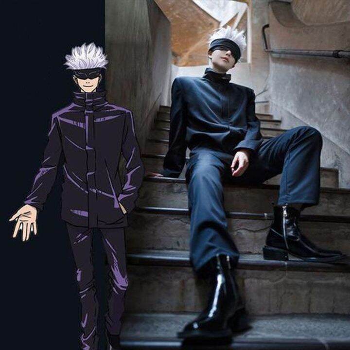 Free Eye Mask Anime Jujutsu Kaisen Gojo Satoru Cosplay Costume Wig Men free-eye-mask-anime-jujutsu-kaisen-gojo-satoru-cosplay-costume-wig-men