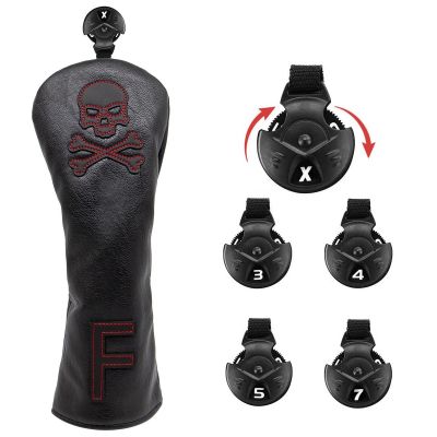 卐☇♤ Skull Golf Club ครอบคลุมสำหรับ Driver Fairway Wood Hybrid Headcovers Fit All Brand Golf Clubs Golf Head Covers Set