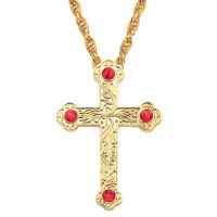 Religious Jesus Cross Pendant Necklace Long Chain Christian Orthodox Pectoral Enamel Colorful Oil Virgin Mary Priest Church