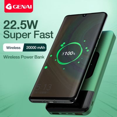 GENAI Wireless Charger Power Bank 20000mAh Fast Charging Portable Charger Powerbank for Smartphone External Battery Rechargeable ( HOT SELL) tzbkx996