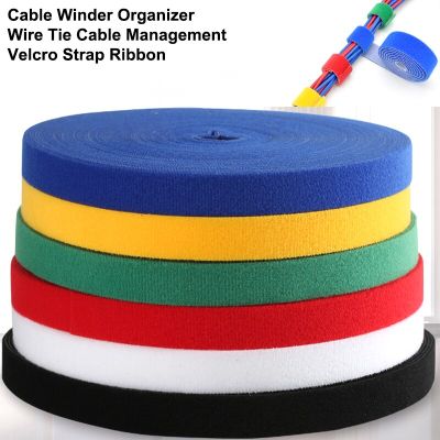 5M DIY Reusable Nylon Cable Ties Manager Winder Cable Clip Ties Hook Loop Strap Ribbon Wire Strap Seal Office Desktop Management Adhesives Tape