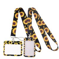 YL11 Black Sunflower Key Lanyard Car Keychain Personalise Office ID Card Pass Gym Mobile Phone Key Ring Badge Holder Accessories Phone Charms