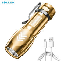 SOLLED Led มินิไฟฉายแบบพกพากันน้ำ Usb ชาร์จไฟฉายแสงที่แข็งแกร่ง Usb โคมไฟมือพร้อมคลิปหนีบเข็มขัด