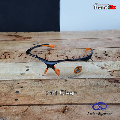 Action Eyeware  รุ่น 741 Clear แว่นใส2020,แว่นตานิรภัย, แว่นตากันUV, แว่นขี่จักรยาน, กันลม กันฝุ่น กันน้ำลาย, แว่นใสใส่วิ่ง ***แถมฟรี ซองผ้าใส่แว่น***