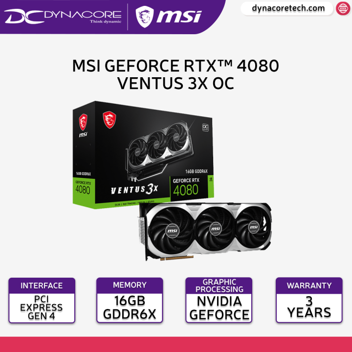 MSI Ventus GeForce RTX 4080 16GB GDDR6X PCI Express 4.0 Video Card RTX 4080  16GB VENTUS 3X OC 