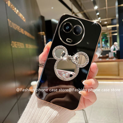 เคสโทรศัพท์ Realme 11 4G 5G Phone Case เคส Realme C51 C53 NFC กระจกแต่งหน้าติดพลอยเทียมลายการ์ตูนน่ารักเคสนิ่มที่วางโทรศัพท์2023