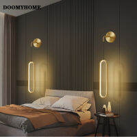 DOOMYHOME โคมไฟติดผนัง Led เรียบง่ายแบบโมเดิร์ลห้องนอนนอร์ดิกหัวเตียงยาวไฟติดผนังห้องนั่งเล่นกำแพงฉากหลังไฟติดผนังหรูโคมไฟสร้างสรรค์