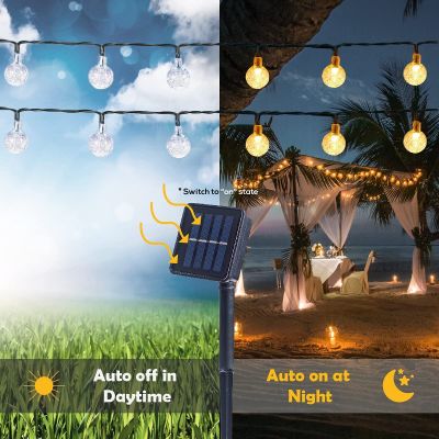 8 Modes Solar String Lights Outdoor 60 LED Crystal Ball Lights Waterproof Fairy Lights For Christmas Party Garden Decoration
