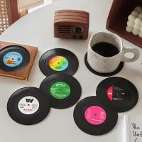 【CW】 6pcs Vinyl Cup Coaster Anti-slip Coasters Resistant Music Drink Mug Table Placemat