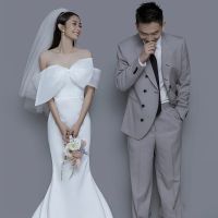 High-end light wedding dress bride 2023 new elegant super fairy fishtail travel shoot out door yarn trailing