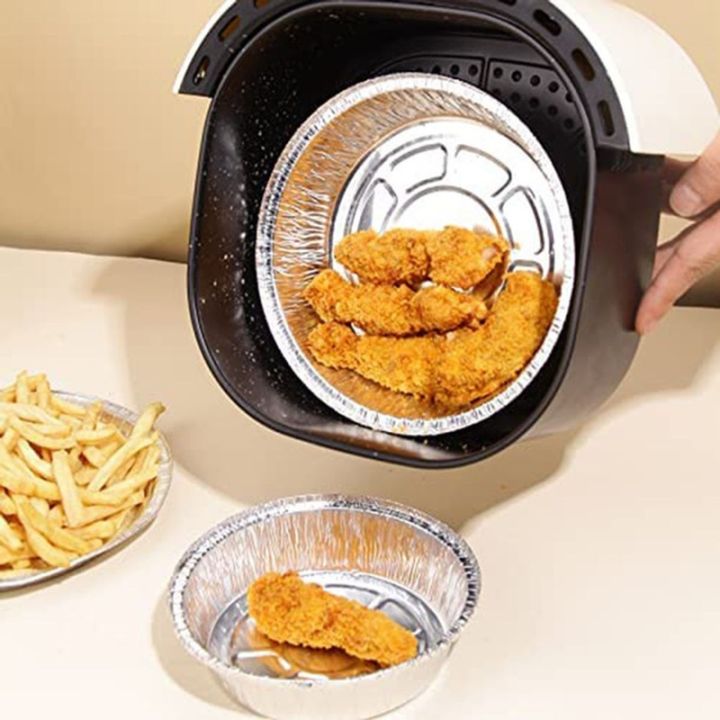 cw-c5-10pc-oil-proof-aluminum-foil-tin-air-fryer-disposable-paper-non-stick-steaming-basket-bbq-pan-tray