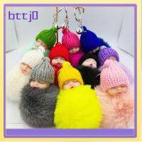 BTTJ0 3PCS 10สี พวงกุญแจทารกนอนหลับ ตุ๊กตาผ้าพลัฌ ตุ๊กตาสำหรับเด็ก พวงกุญแจหมวกถัก ของใหม่ พวงกุญแจขนกระต่ายปลอม จี้ห้อยกระเป๋า