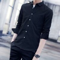 เสื้อเชิ้ตผู้ชายแขนยาว Oxford,S-4XL ผ้าฝ้าย,ฤดูใบไม้ผลิและฤดูใบไม้ร่วง Slim Social Casual Black And White Business Formal Shirt