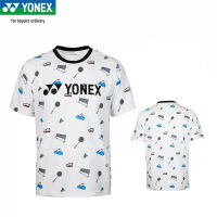 สีดำ YONEX เทนนิสเสื้อยืดการแข่งขันแบดมินตันแขนสั้นเสื้อยืดเสื้อผ้ากีฬาแห้งเร็วย์ด้านบน115232ผู้ชายผู้หญิงโปโล