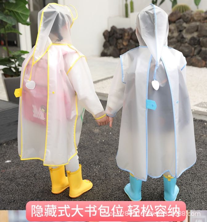 2022new-kiss-baby-ในไทยพร้อมส่ง-เสื้อกันฝนเต็กการ์ตูน-โปร่งใสพร้อมกระเป๋า-raincoats-เต็ก80cm-140cm-rc004