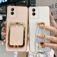 เคสป้องกันมือซิลิโคนป้องกัน Y17S ปลอกอ่อน VIVO หรูหรา2023 Y17s Vivo พร้อม VIVOY17S ฝาปิดมีที่ยึดหัวเข็มขัดเหล็กสี่เหลี่ยม