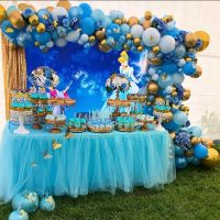 145pcs/Set Disney Theme Cinderella Foil Balloons Pearl Blue 4D Gold Balloon Girls Birthday Baby Shower Wedding Party Decoration Balloons