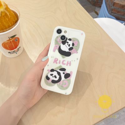 For เคสไอโฟน 14 Pro Max [Cute Panda Flower Heart] เคส Phone Case For iPhone 14 Pro Max Plus 13 12 11 For เคสไอโฟน11 Ins Korean Style Retro Classic Couple Shockproof Protective TPU Cover Shell