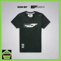 เสื้อคอกลม แบรนด์ Miami bay  รุ่น Civilian  สีเขียวแก่ ชาย