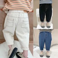 【CW】 Baby Boy Loose Jeans New Fashion Korean Color Children  39;s Denim Pants 1-7 Years