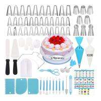 170 pcs Baking Cake Decorating Accessories Tools Sets with DecoratingCake Turntable，Pastry Bags, Converter, Piping Nozzles Coupler, Flower Nails and More Kitchen Accessory for Cake Decoration Baking Tools