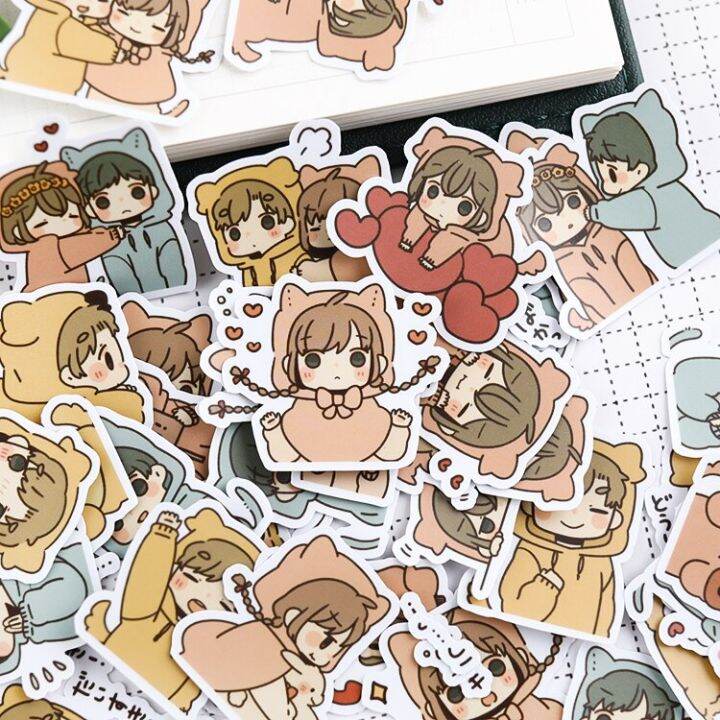 40pcs-sweet-little-couple-3-hand-cartoon-girls-boys-sticker-hand-account-cute-diy-album-girl-heart-character-decoration-stickers-labels