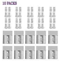 10pcs Anderson Style Plug Connectors Silver-plated Copper Terminals High Temperature Resistance 50 AMP 12-24V 6AWG DC Power Tool