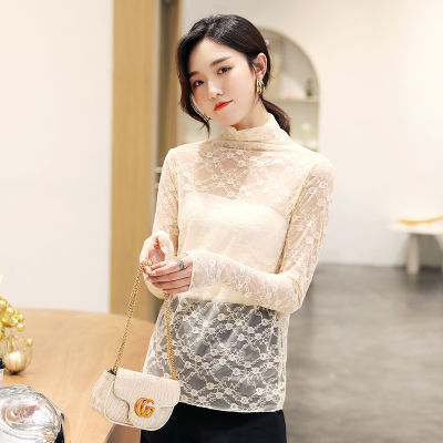 Womens Lace Bottoming Shirt Summer 2020 New Korean Style Long Sleeve Thin Mature y Long Sleeve Matching Top Shirt