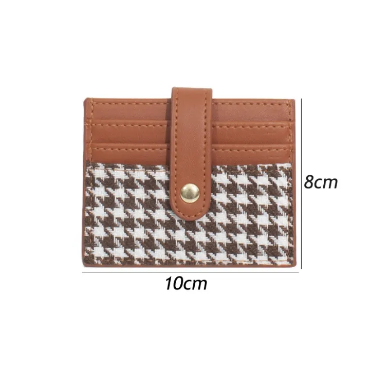 cc-purdored-1-pc-houndstooth-card-holder-pu-leather-silm-business-wallet-coin-purse-porta-tarjetas