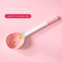 Creative Strawberry Ceramic Soup Spoon Cute Korean Ice Cream Hand Painted Coffee Dessert Long Handle Spoon Celebrated Tableware Serving Utensils