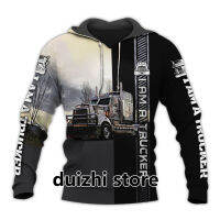 รักรถบรรทุก 3D เต็มตัวพิมพ์ Hoodie ผู้ชาย