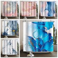 Marble Texture Ink Painting Shower Curtains Living Room Decor Bathroom Curtain Polyester Fabric Waterproof Curtain With Hooks