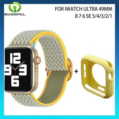ชุด2-In-1,สายไนลอนสำหรับสายคาด Apple Watch 7 8 Ultra 49มม. 41มม. 45มม. 44มม. 40มม. สายรัดข้อมือสมาร์ทวอทช์สำหรับ I Watch Series 6 5 4 42มม. 38อุปกรณ์เสริมเคสซิลิโคนนิ่มฝา3 2 1มม.