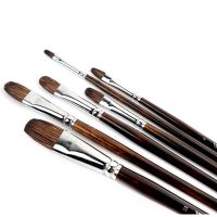 Watercolor Flower marten Brush Round Head 6 pcs Set Long Rod Oil Brush Acrylic Pen Animal Hair Hand-painted Adult Paint Brush Drawing Painting Supplie