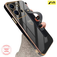 [NANU] เคสชุบโลหะด้วยไฟฟ้าแบบนิ่มสำหรับ Infinix Note 30 Pro 4G 5G สายคล้องหัวใจแห่งความรักที่น่ารักมีฝาหลังกันตก