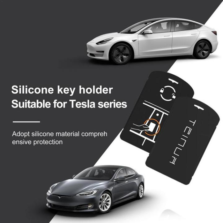 silicone-car-key-case-dustproof-shockproof-key-case-cover-flexible-replacement-car-key-cases-multifunctional-car-key-protector-case-for-model-3-accessories-upgrade