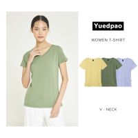 Yuedpao แท้100% ไม่ย้วย ไม่หด ไม่ต้องรีด ผ้านุ่มใส่สบายมาก เสื้อยืดเปล่า เสื้อยืดสีพื้น เสื้อยืดคอวีผู้หญิง_set 3 สี