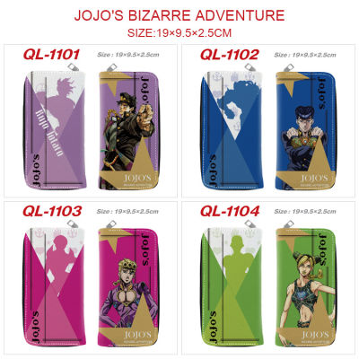 การผจญภัยที่แปลกประหลาดของ JoJo เด็กสาวการ์ตูนกระเป๋าสตางค์นักเรียนสองพับซิปคลิปเงินขนาดเล็กและละเอียดอ่อนกระเป๋าสตางค์ซิปสีเต็มรูปแบบ