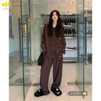 Early Autumn New ~ fashion suit womens long-sleeved shirt top early autumn wide-leg pants elegant pants two-piece set