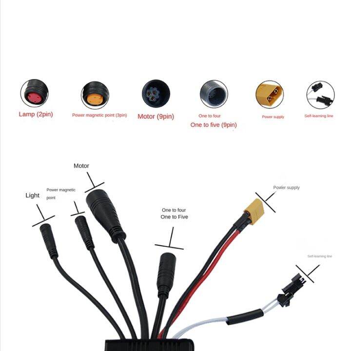 1-piece-suitable-for-24v36v48v-30a-750-1000w-sine-wave-three-mode-controller-electric-scooter-accessories-black-waterproof-connector