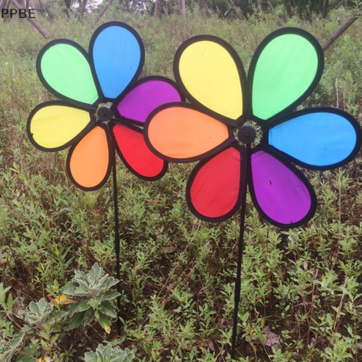 ppbe-ใหม่สีสันสายรุ้ง-dazy-flower-spinner-wind-garden-yard-ตกแต่งกลางแจ้ง