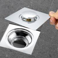 Shower Stainless Steel Pop Up Foot Floor Drain Square Deodorant Waste Cover Pedals Type Drains For Bathroom Kitchen Essories