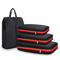 Travel Organizer Double Sided Compression Packing Cubes Suitcase Storage Bag Shoe Bag Portable Folding Luggage Storage PouchShoe Bags