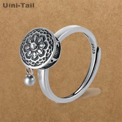 [MM75] Uini หางการออกแบบใหม่ร้อนขาย925ทิเบตเงินย้อนยุคหกตัวละครมนต์แหวนที่เรียบง่ายสร้างสรรค์จีนพุทธแหวน ED925