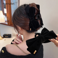 【Muswannas】Black Red Big Large Velvet Bow Collection Hair Clip For Women Girls Wedding Long Ribbon Korean Hairpin Barrette Hair Accessories