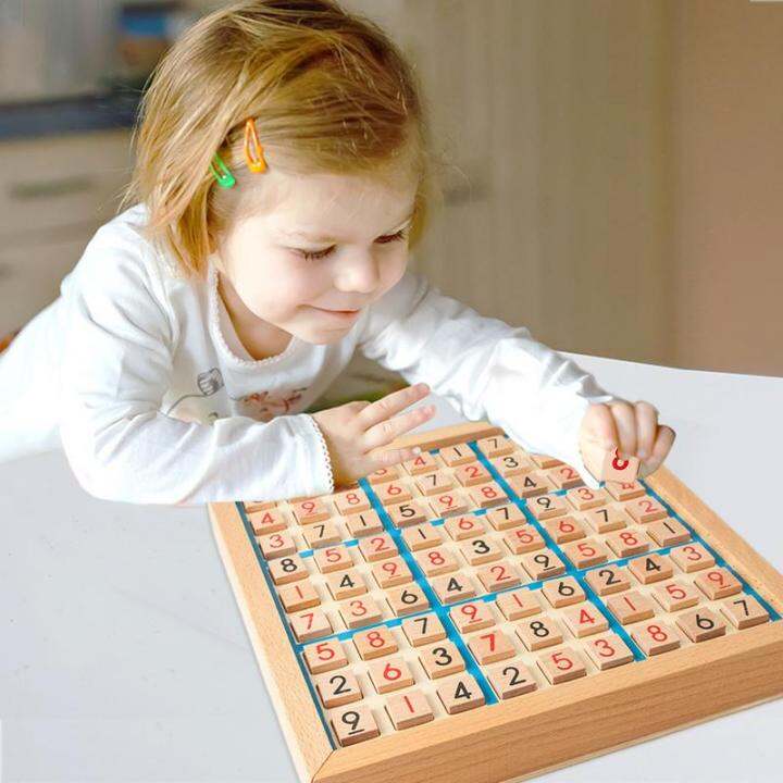 Wood Sudoku Board Game Set Fun Logical Board ของเล่นคณิตศาสตร์พร้อม