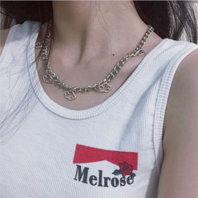 [Free ship] and titanium steel cloud angel necklace style ins hot girl personality hip-hop collarbone chain short