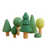 ของเล่นไม้สีรุ้งสำหรับการตกแต่งห้องเด็กรูปต้นไม้ป่า Montessori ของเล่นเพื่อการศึกษาบล็อกตัวต่อเด็กของเล่นแบบนอร์ดิก