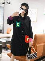 XITAO Dress Casual Fashion Women Long Sleeve Shirt Dress