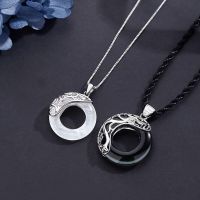 2pcs Chinese Style Couple Necklace Female Male Lovers Pendant Mens The Lotus Pool By Moonlight Dragon &amp; Phoenix Antique